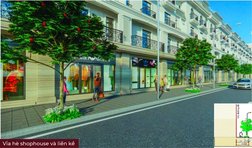 Vỉa hè Shophouse Hoàng Huy New City